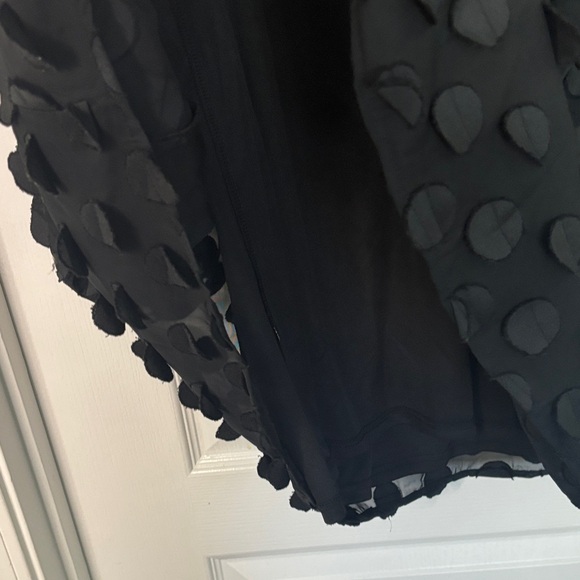 JODIFL Black V-Neck Textured Polka Dot Dress